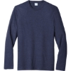 Custom Port & Co Long Sleeve Fan Favorite Blend Tee. Team Navy Blue Heather