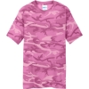 Custom Port & Co Core Cotton Camo Tee. Pink Camo/White