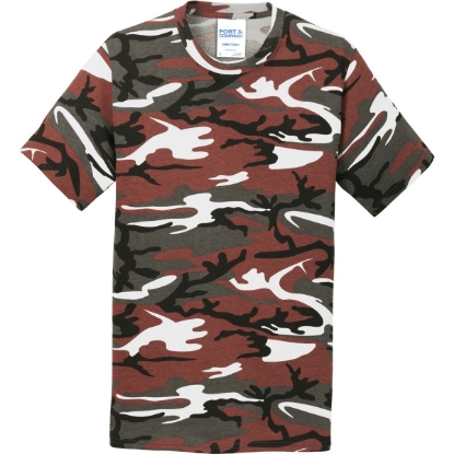 Custom Port & Co Core Cotton Camo Tee. Red Camo