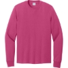 Custom Port & Co Long Sleeve Core Cotton Tee. Sangria Pink