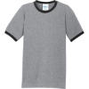 Custom Port & Co Core Cotton Ringer Tee. Athletic Heather Gray/Jet Black