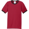 Custom Port & Co Core Cotton Ringer Tee. Red/Jet Black
