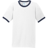 Custom Port & Co Core Cotton Ringer Tee. White/Navy Blue