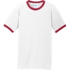 Custom Port & Co Core Cotton Ringer Tee. White/Red