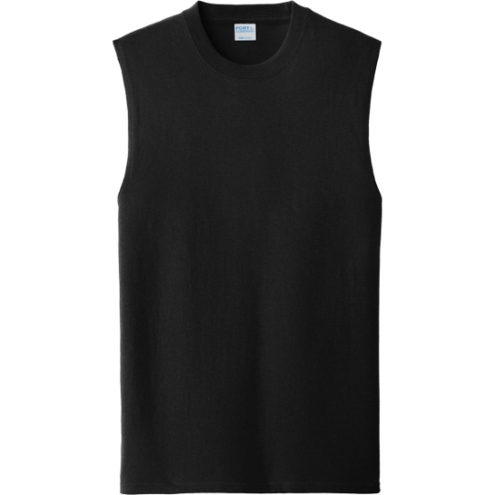 Custom Port & Co Core Cotton Sleeveless Tee. Jet Black