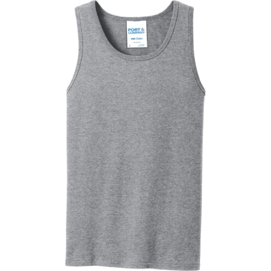 Custom Port & Co Core Cotton Tank Top. Athletic Heather Gray
