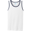 Custom Port & Co Core Cotton Tank Top. White/Navy
