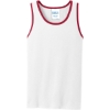 Custom Port & Co Core Cotton Tank Top. White/Red