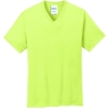 Custom Port & Co Core Cotton V-Neck Tee. Neon Yellow
