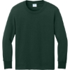 Custom Port & Co Youth Long Sleeve Core Cotton Tee. Dark Green