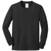 Custom Port & Co Youth Long Sleeve Core Cotton Tee. Jet Black