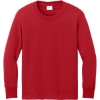Custom Port & Co Youth Long Sleeve Core Cotton Tee. Red