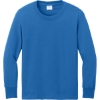 Custom Port & Co Youth Long Sleeve Core Cotton Tee. Royal Blue
