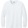 Custom Port & Co Youth Long Sleeve Core Cotton Tee. White