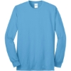 Custom Port & Co Long Sleeve Core Blend Tee. Aquatic Blue