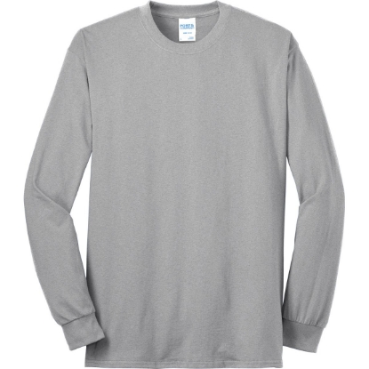 Custom Port & Co Tall Long Sleeve Core Blend Tee. Ash