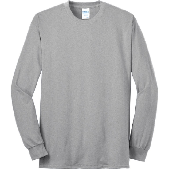 Custom Port & Co Tall Long Sleeve Core Blend Tee. Ash