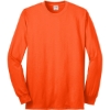 Custom Port & Co Tall Long Sleeve Core Blend Tee. Safety Orange