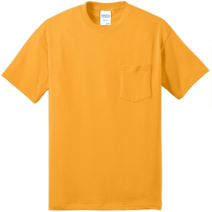 Custom Port & Co Core Blend Pocket Tee. Gold