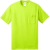 Custom Port & Co Core Blend Pocket Tee. Safety Green