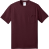 Custom Port & Co Tall Core Blend Pocket Tee. Athletic Maroon Red