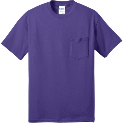 Custom Port & Co Tall Core Blend Pocket Tee. Purple