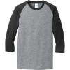 Custom Port & Co Core Blend 3/4-Sleeve Raglan Tee. Athletic Heather Gray/Jet Black