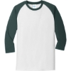 Custom Port & Co Core Blend 3/4-Sleeve Raglan Tee. Wht/Dark Green