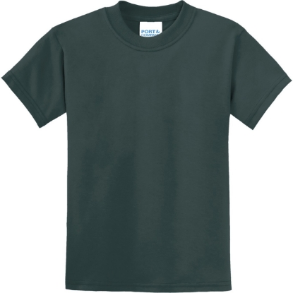 Custom Port & Co Youth Core Blend Tee. Dark Green
