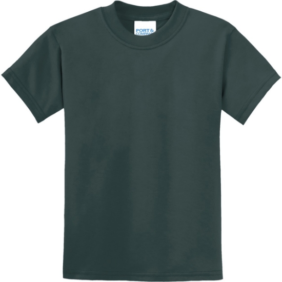 Custom Port & Co Youth Core Blend Tee. Dark Green