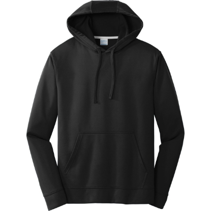 Custom Port & Co Performance Fleece Pullover Hooded Sweatshirt. Jet Black