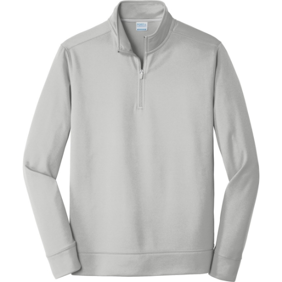 Custom Port & Co Performance Fleece 1/4-Zip Pullover Sweatshirt. Silver