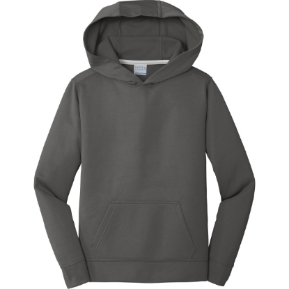 Custom Port & Co Youth Performance Fleece Pullover Hooded Sweatshirt. Charcoal Gray