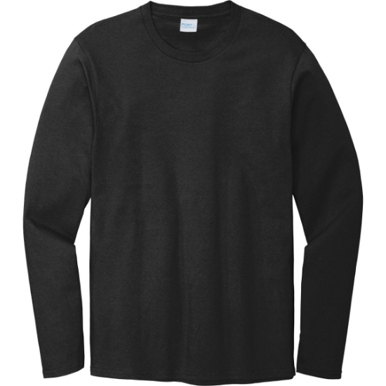 Custom Port & Co Long Sleeve Bouncer Tee Deep Black