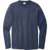 Custom Port & Co Long Sleeve Bouncer Tee Team Navy Blue Heather