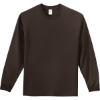 Custom Port & Co Long Sleeve Essential Tee. Dark Chocolate Brown