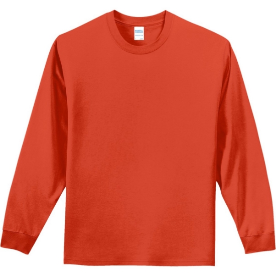 Custom Port & Co Long Sleeve Essential Tee. Orange