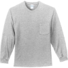 Custom Port & Co Long Sleeve Essential Pocket Tee. Ash