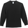 Custom Port & Co Long Sleeve Essential Pocket Tee. Jet Black