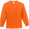Custom Port & Co Long Sleeve Essential Pocket Tee. S. Orange