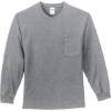Custom Port & Co Tall Long Sleeve Essential Pocket Tee. Athletic Heather Gray