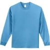 Custom Port & Co Tall Long Sleeve Essential Tee. Aquatic Blue