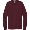 Custom Port & Co Tall Long Sleeve Essential Tee. Athletic Maroon Red