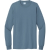 Custom Port & Co Tall Long Sleeve Essential Tee. Stonewashed Blue