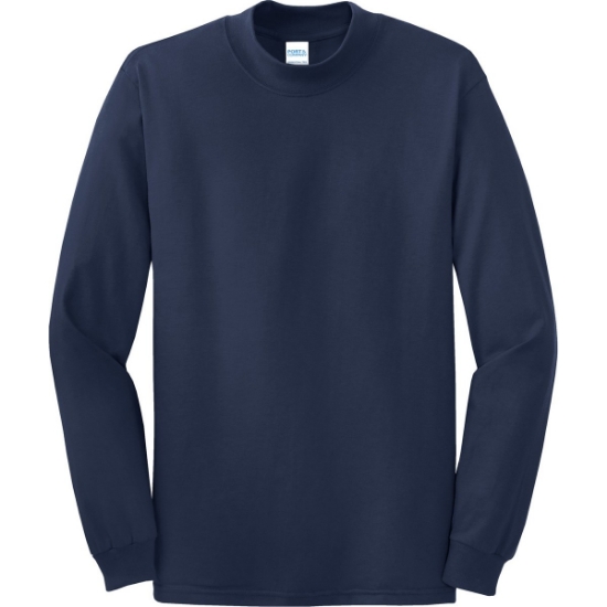 Custom Port & Co Essential Mock Turtleneck. Navy Blue