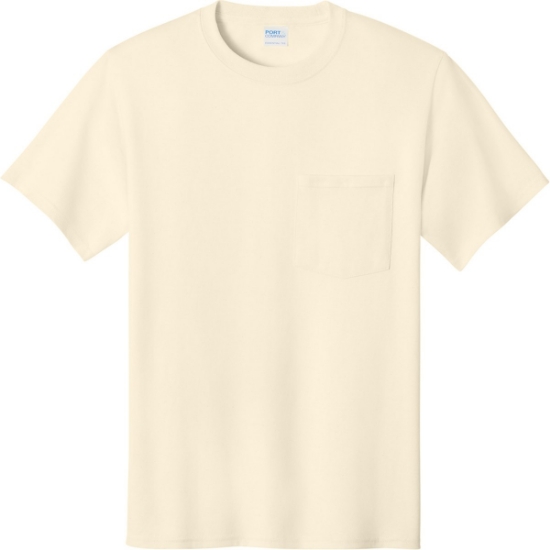 Custom Port & Co Essential Pocket Tee. Natural Beige