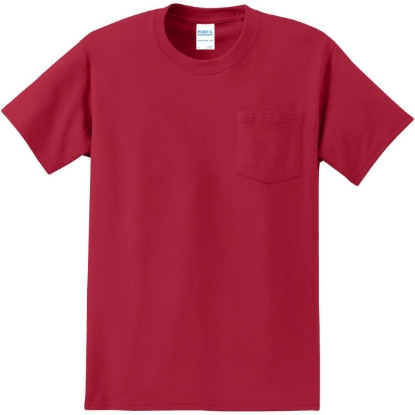 Custom Port & Co Tall Essential Pocket Tee. Red