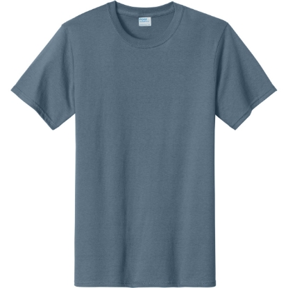 Custom Port & Co Tall Essential Tee. Stonewashed Blue