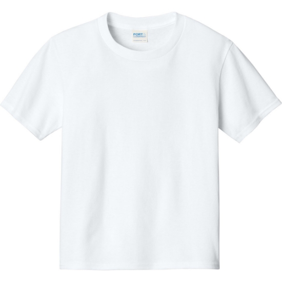 Custom Port & Co Youth Essential Tee. White
