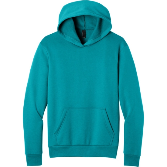 Custom Port & Co Easy Fleece Pullover Hooded Sweatshirt Bright Aqua Blue